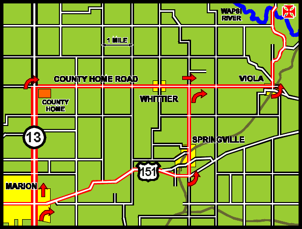 Map from Marion to Matsell Bridge Access